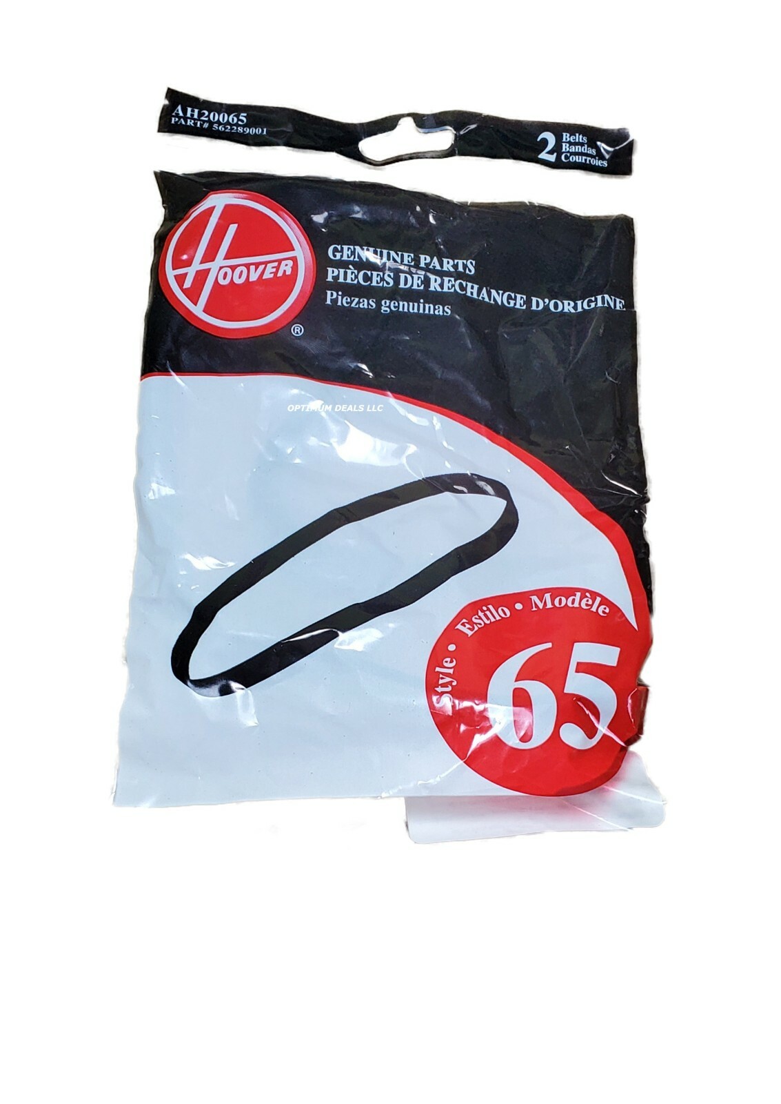 Genuine Hoover Style 65 Vacuum Belt (2pk) Belt# 562289001 Package# AH20065