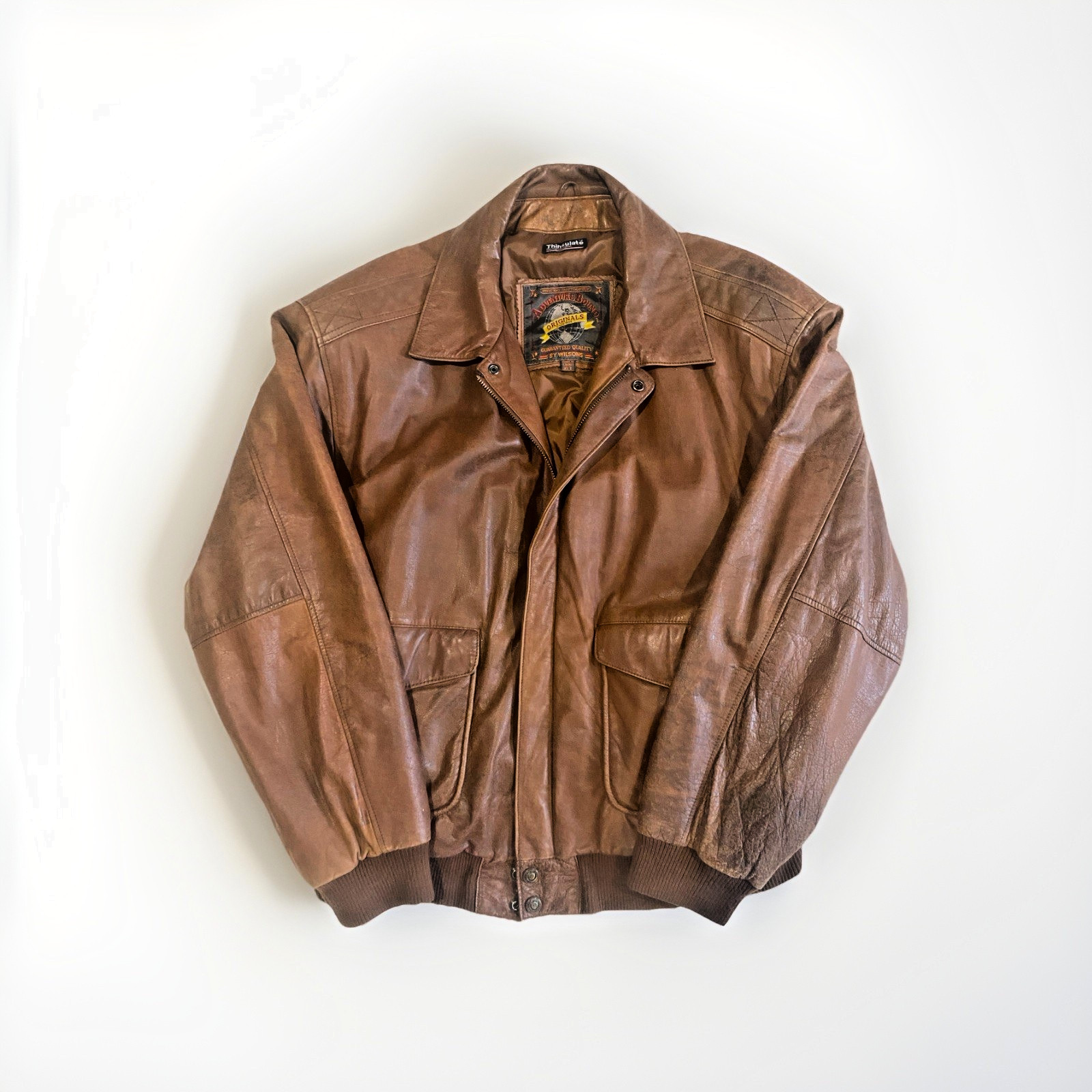 Vintage 90’ Mens Bomber Jacket XLT Brown Wilson’s Adventure Bound Thinsulate