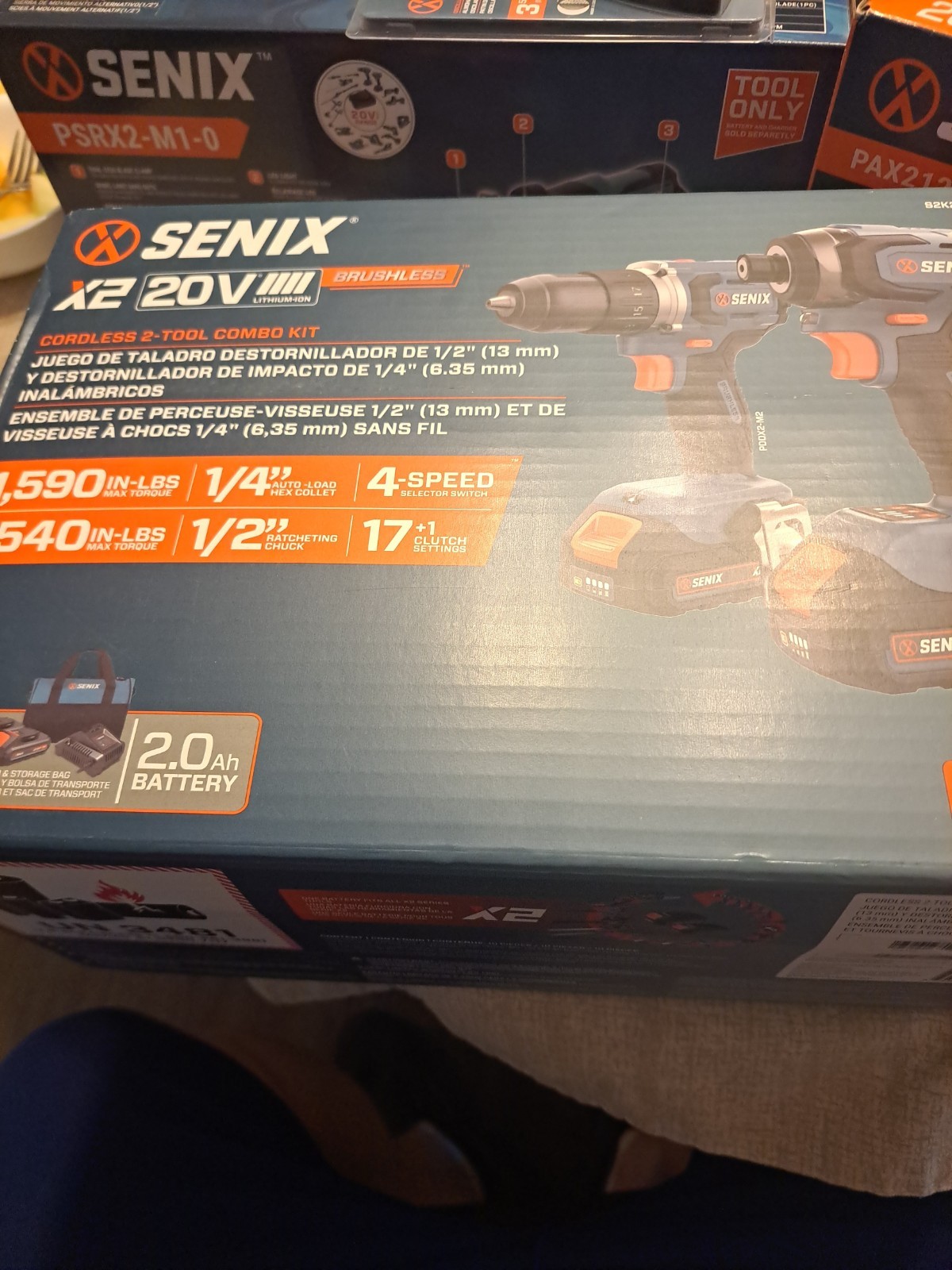 Senix S2K2B2-01 20V Max* 2-Tool Combo Kit w/2 Batteries (2 Ah) New Senix S2K2B2-01 20V Max* 2-Tool Combo Kit w/2 Batteries (2 Ah) New