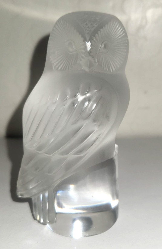 Lalique France Chouette Owl Figurine Paperweight Figurine Frosted 3.5\ Lalique France Chouette Owl Figurine Paperweight Figurine Frosted 3.5\