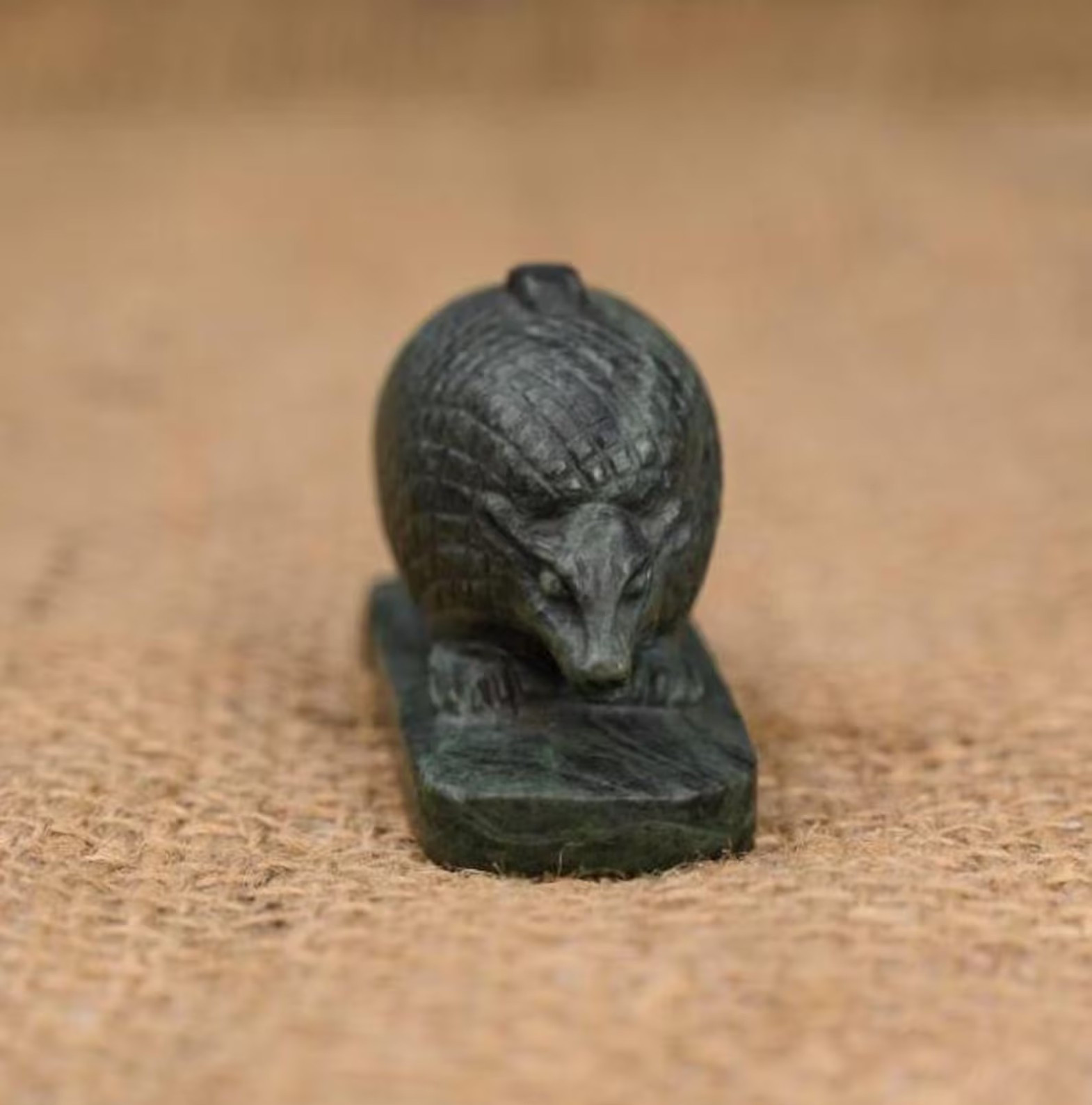 Authentic Ancient Egyptian Antiquities Green Agate Hedgehog Amulet Egyptian BC