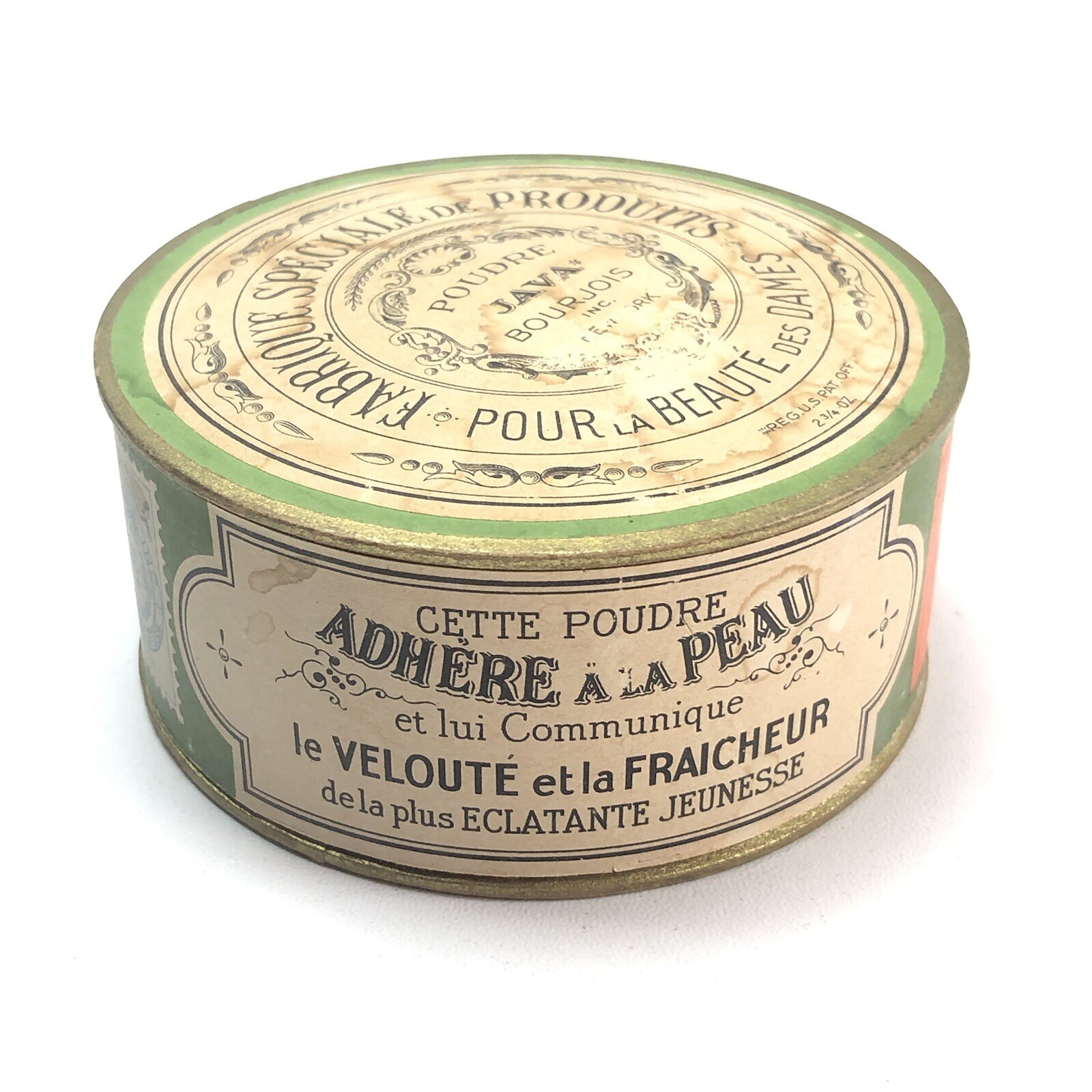 RARE Antique Bourjois Java Face Powder Tin 2 3/4oz FULL SEALED French Tin RARE Antique Bourjois Java Face Powder Tin 2 3/4oz FULL SEALED French Tin