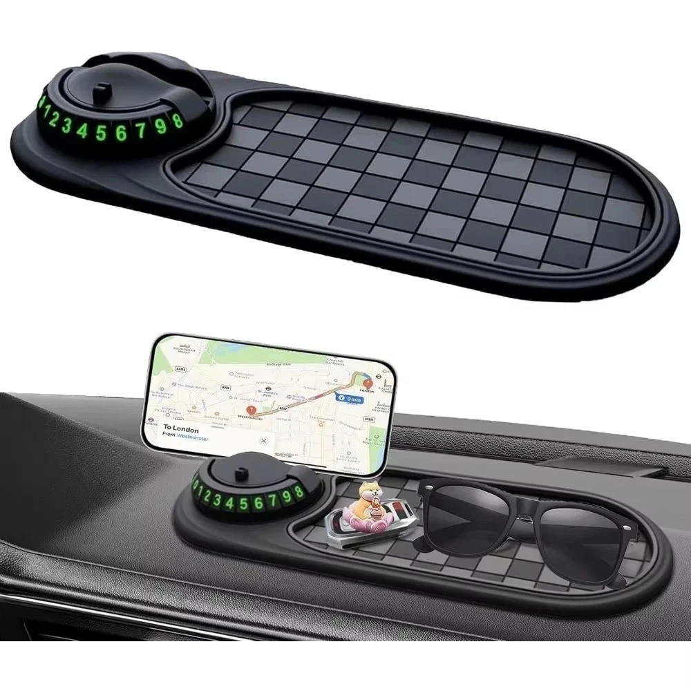 Multifunction Car Dashboard Anti-Slip Mat Auto Phone Holder & Parking Number