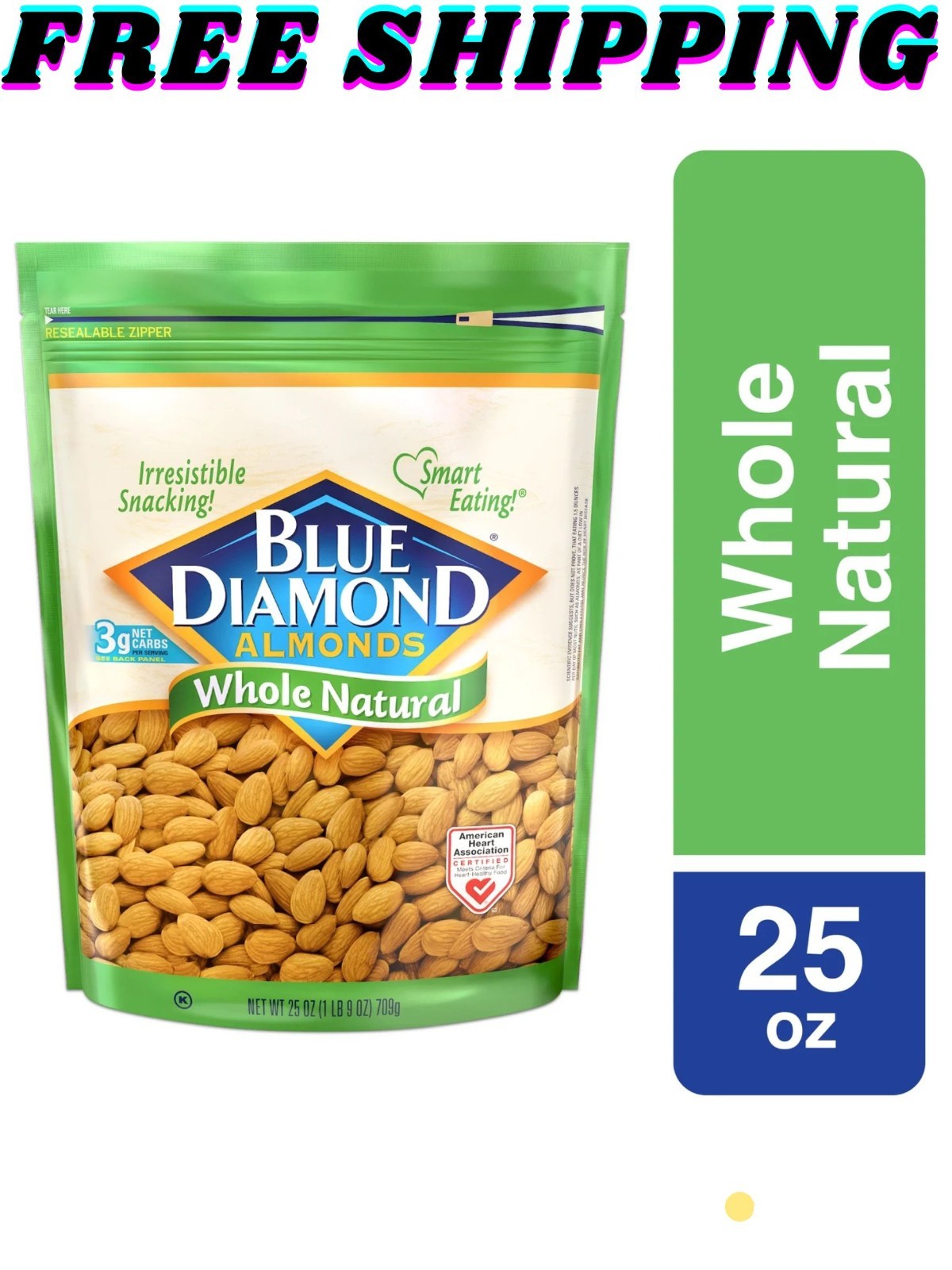 Blue Diamond Whole, Raw, Natural Almonds, 25 Oz Blue Diamond Whole, Raw, Natural Almonds, 25 Oz