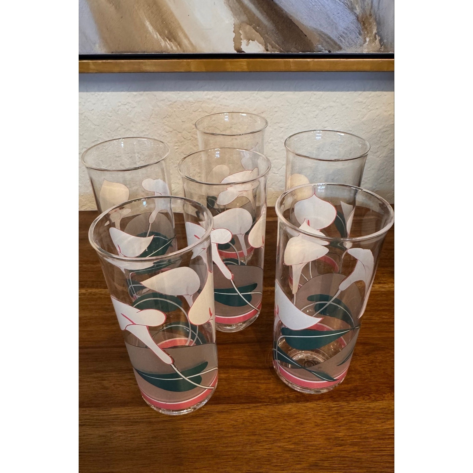 Vintage 1980s Culver Encounters Nouveau Calla Lily Acrylic Tumblers – Set of 6