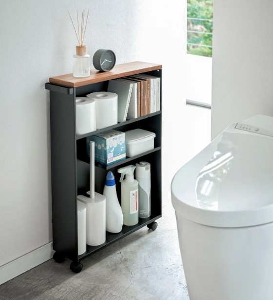 Yamazaki Home TOWER Slim Award-Winning Rolling Storage Cart for Bathroom