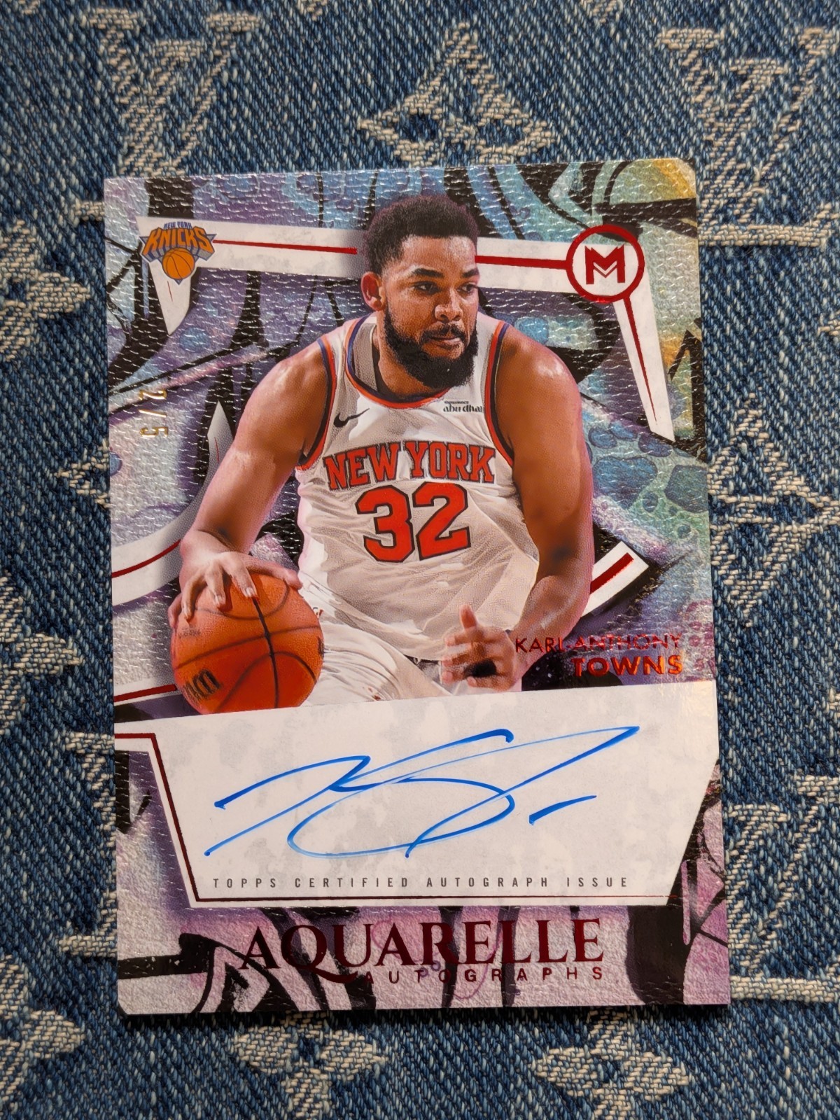 2026 Topps Motif Karl-Anthony Towns Aquarelle Pyrrol Scarlet Auto 2/5 SUPER RARE