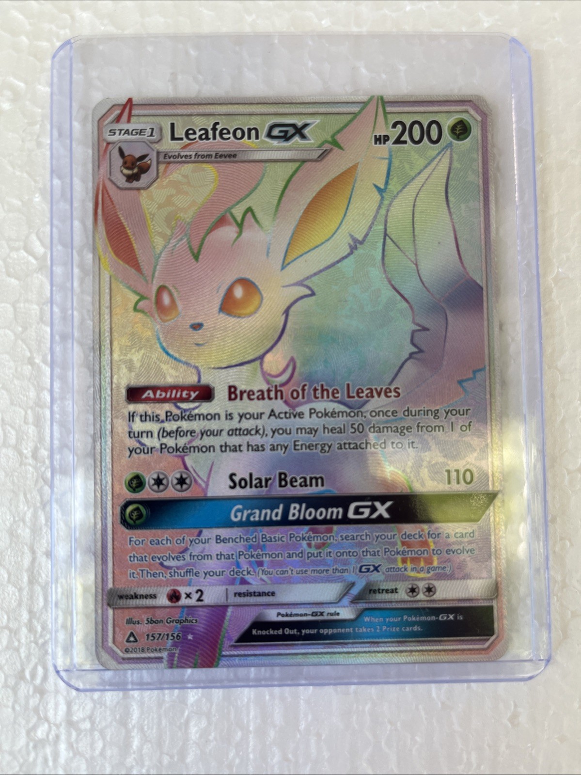 Leafeon GX Secret Rare Full Art Holo 157/156 SM Ultra Prism 200 HP Pokémon Leafeon GX Secret Rare Full Art Holo 157/156 SM Ultra Prism 200 HP Pokémon