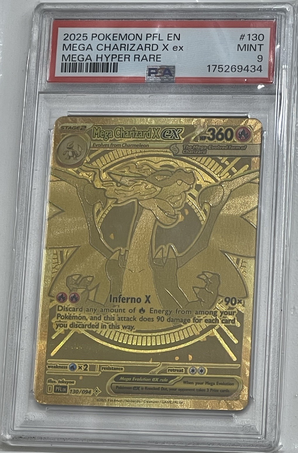 PSA 9 Mega Charizard X ex 130/094 Gold Me02: Phantasmal Flames Hyper Rare