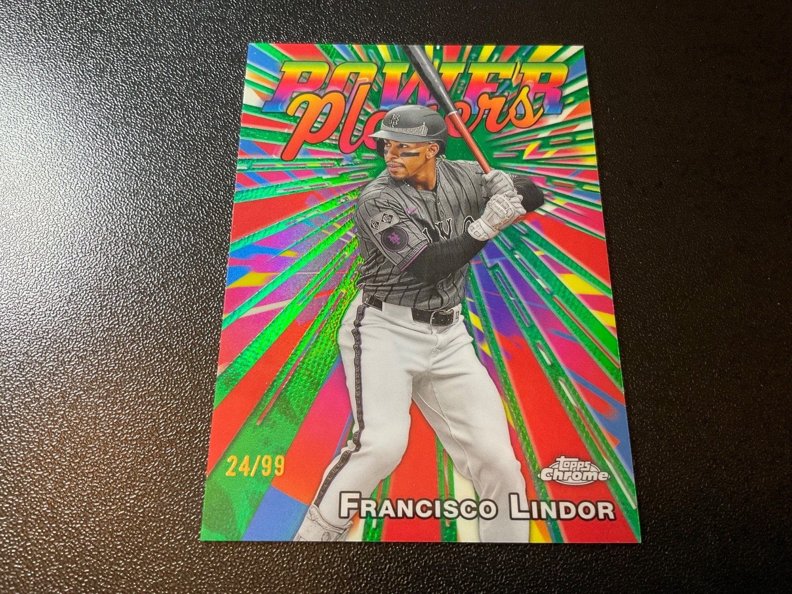 2025 Topps Chrome - Power Players Francisco Lindor #PP-9 Green Refractor 24/99 2025 Topps Chrome - Power Players Francisco Lindor #PP-9 Green Refractor 24/99
