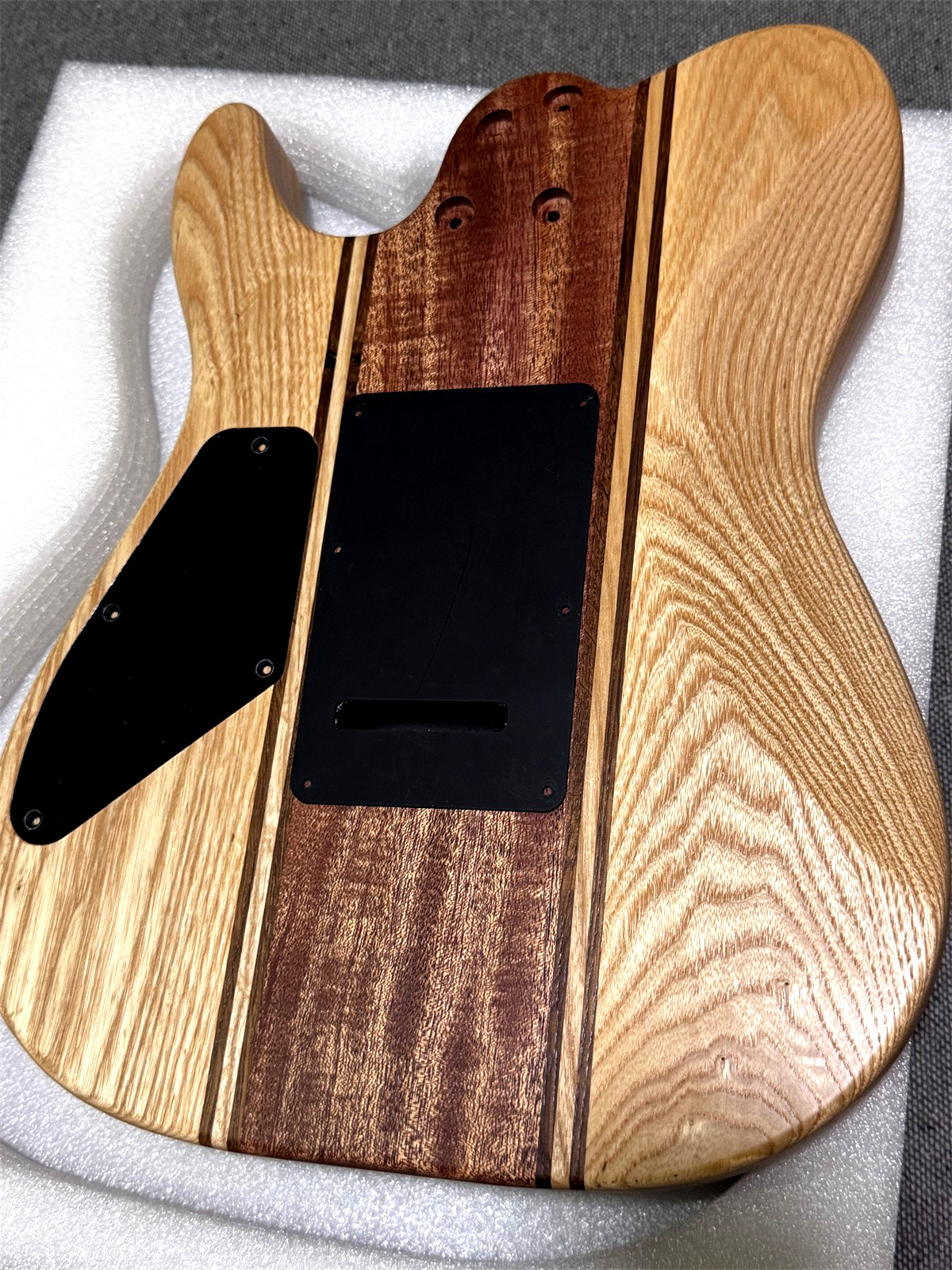 Handcrafted 9Piece Guitar Body Ash and Mahogany Satin Natural Wood Grain