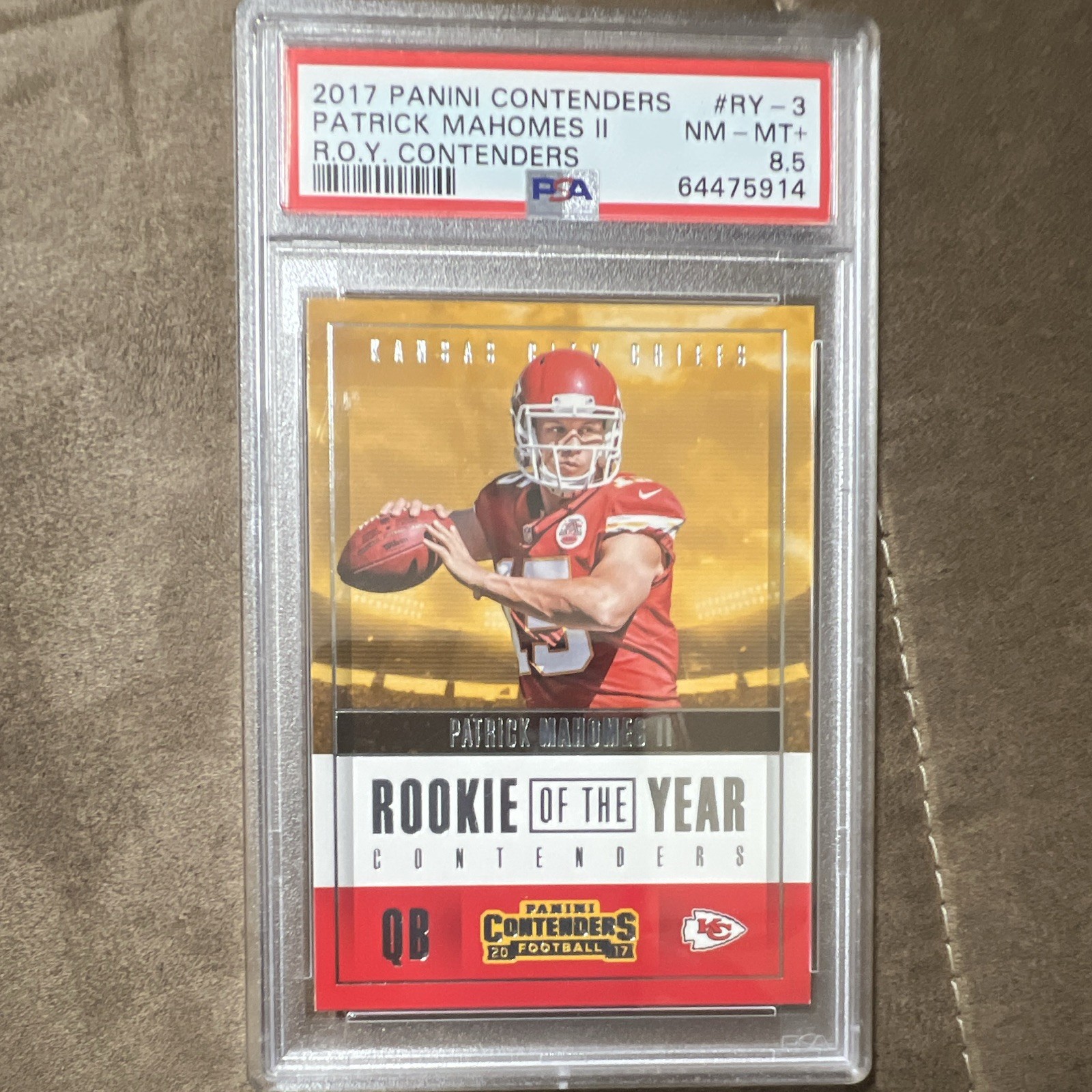 Panini 2017 Contenders Patrick Mahomes II ROY Contenders RY-3 PSA 8.5