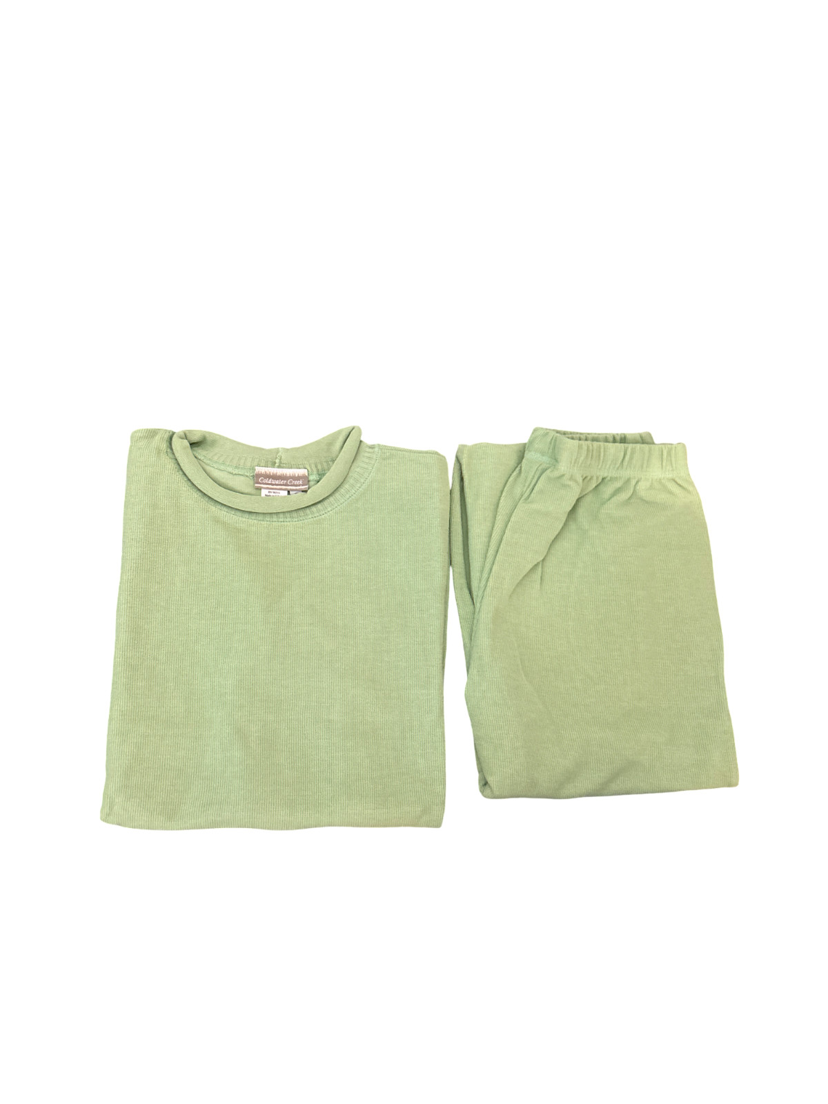 Vintage Coldwater Creek Lime Sage Green Ribbed Pant Set Small NIB