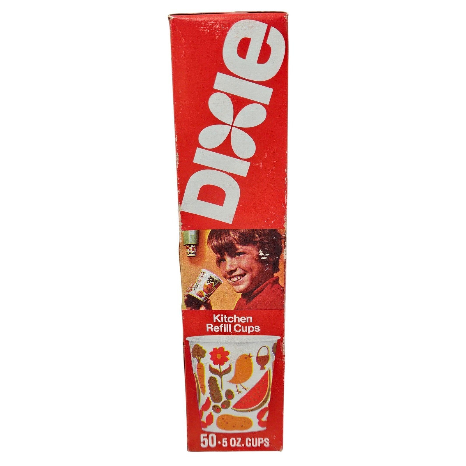 Vintage 1976 Dixie Kitchen Refill Cups Dixie 50 Count 5oz Floral Fruit Pattern
