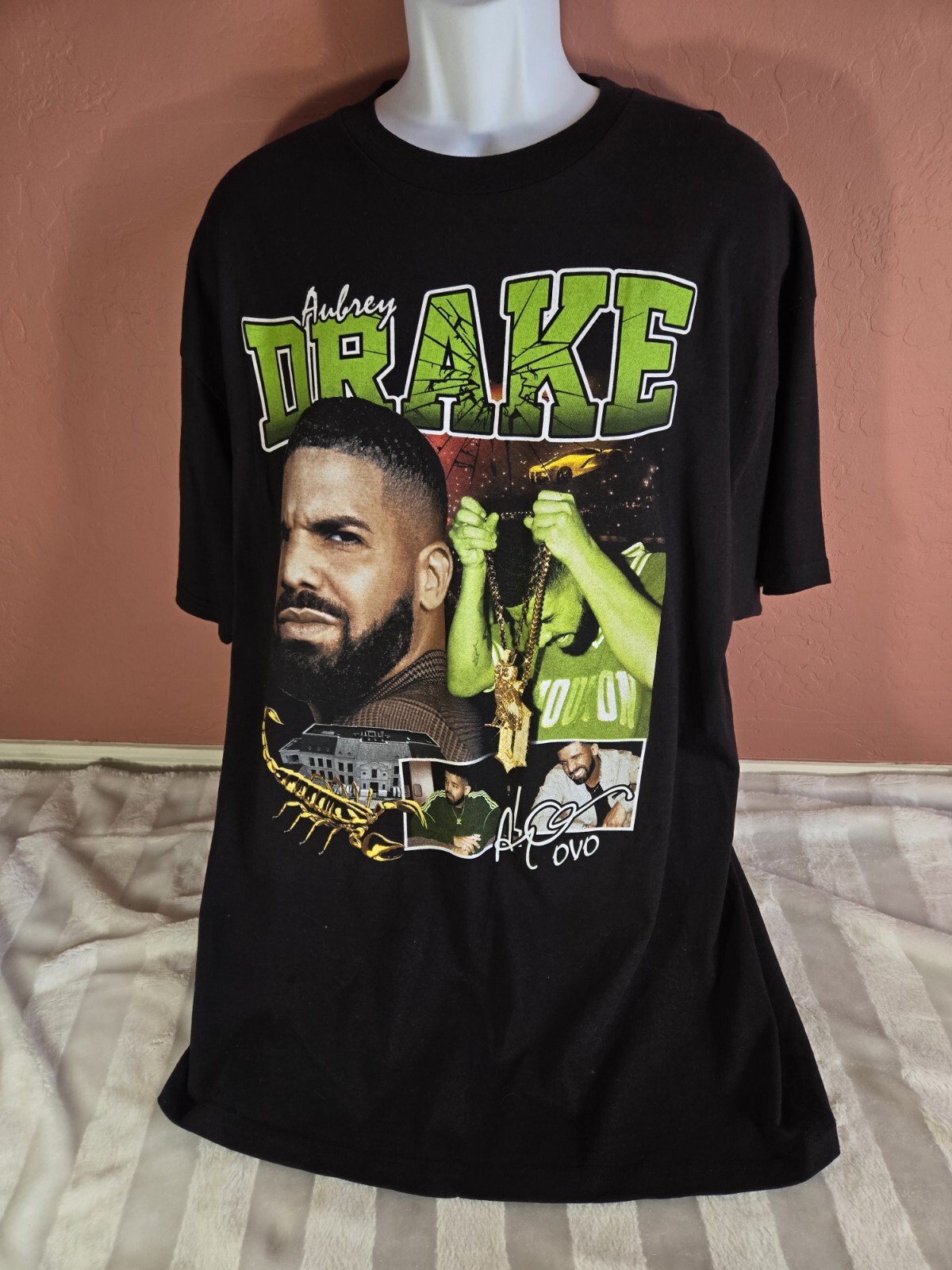 Aubrey DRAKE Ovo  Scorpion Tour Rap Black Tee T-Shirt Mens Size 3XL