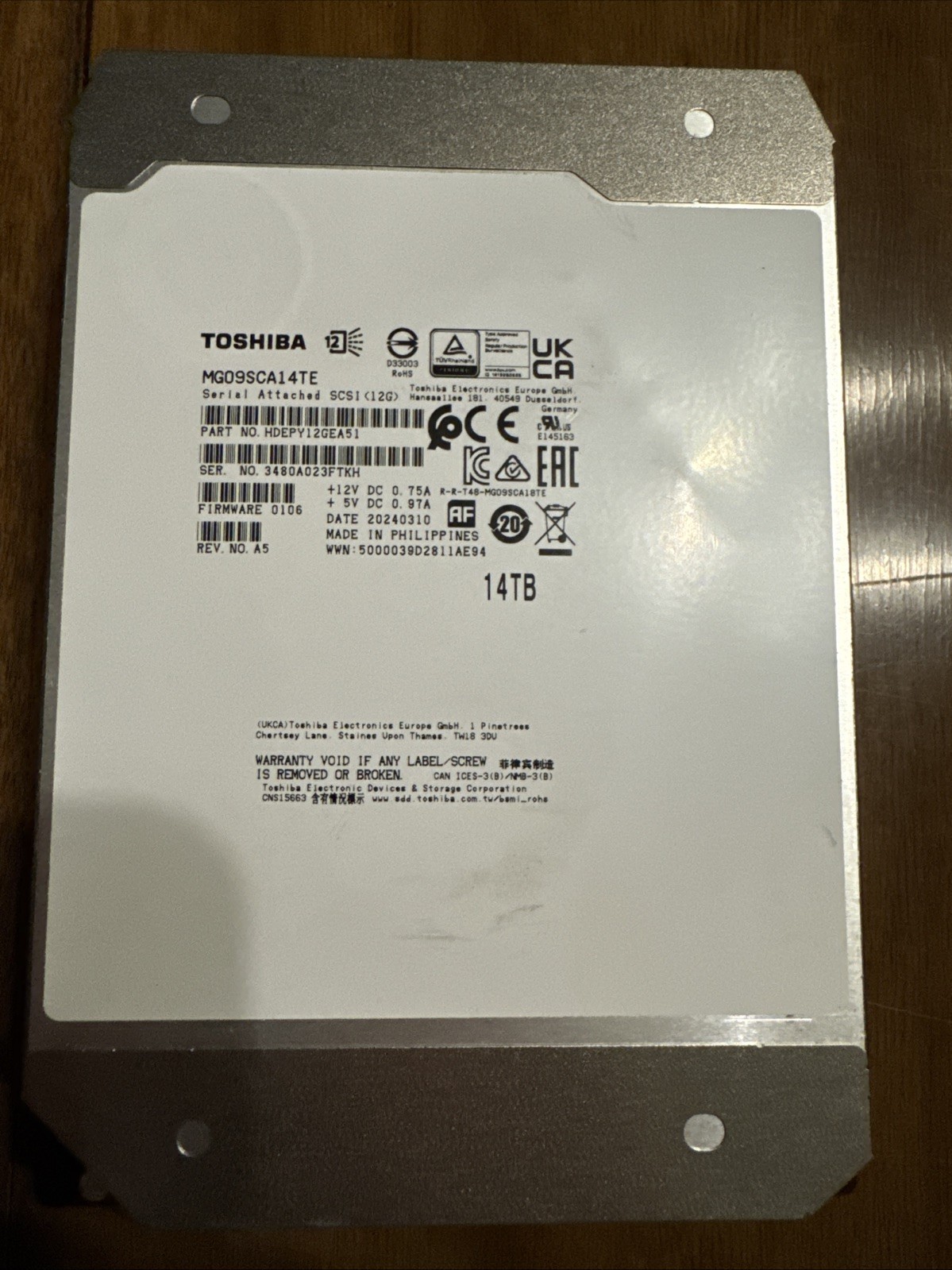 Toshiba MG09SCA14TE Toshiba MG09SCA14TE