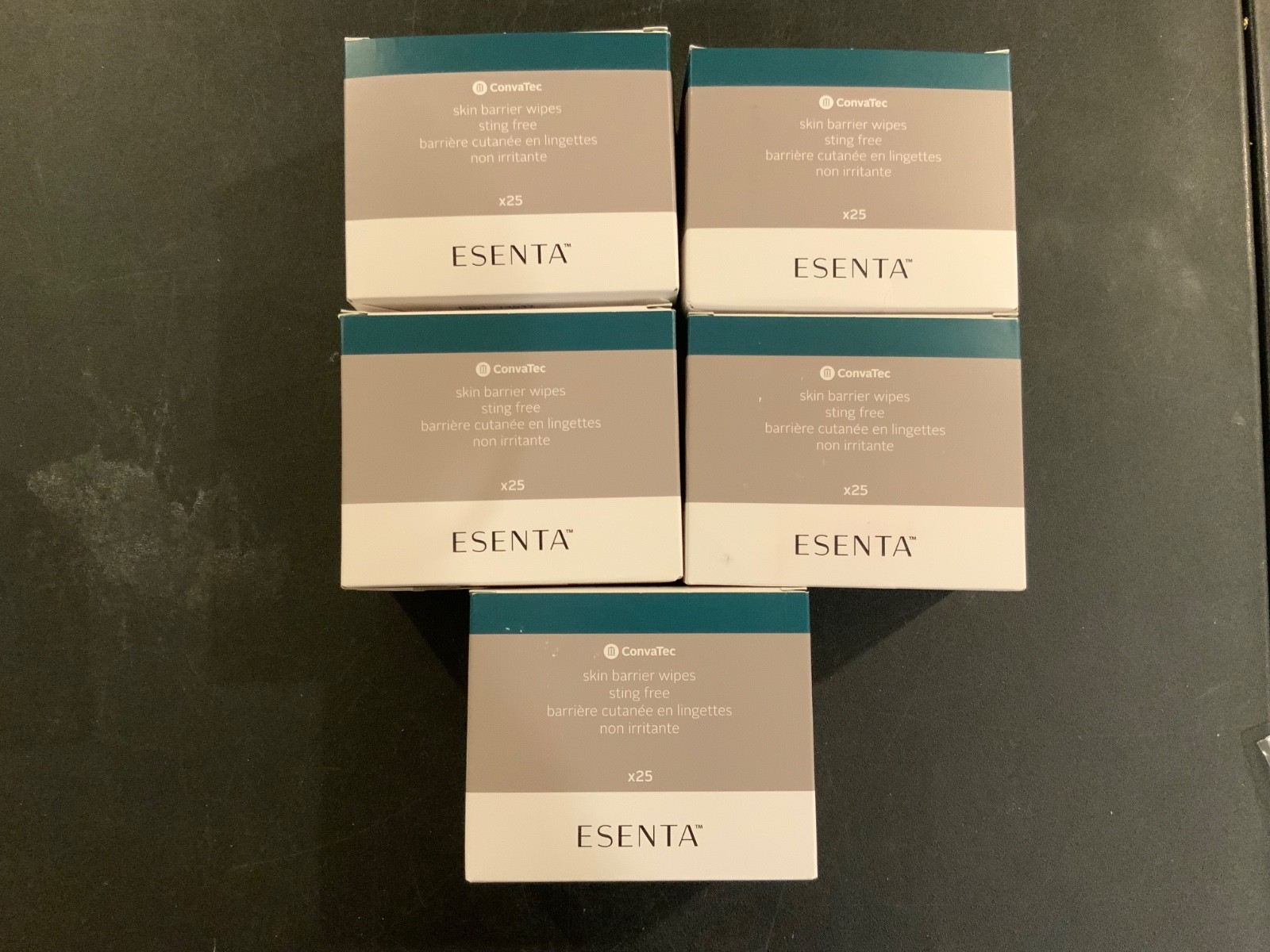 125 (5 boxes of 25) ConvaTec 423392 Esenta Sting Free Skin Barrier Wipes