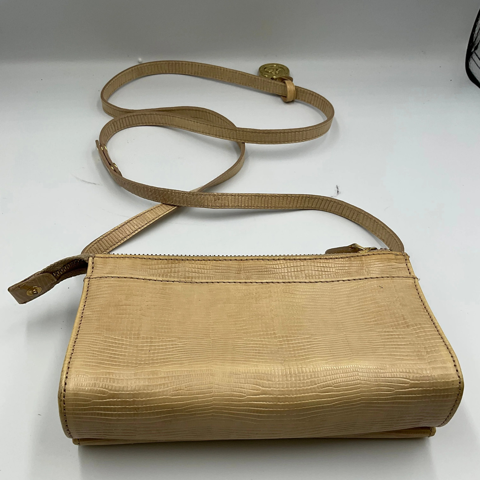 Vintage Tan Brahmin Crossbody Shoulder Handbag Organizer