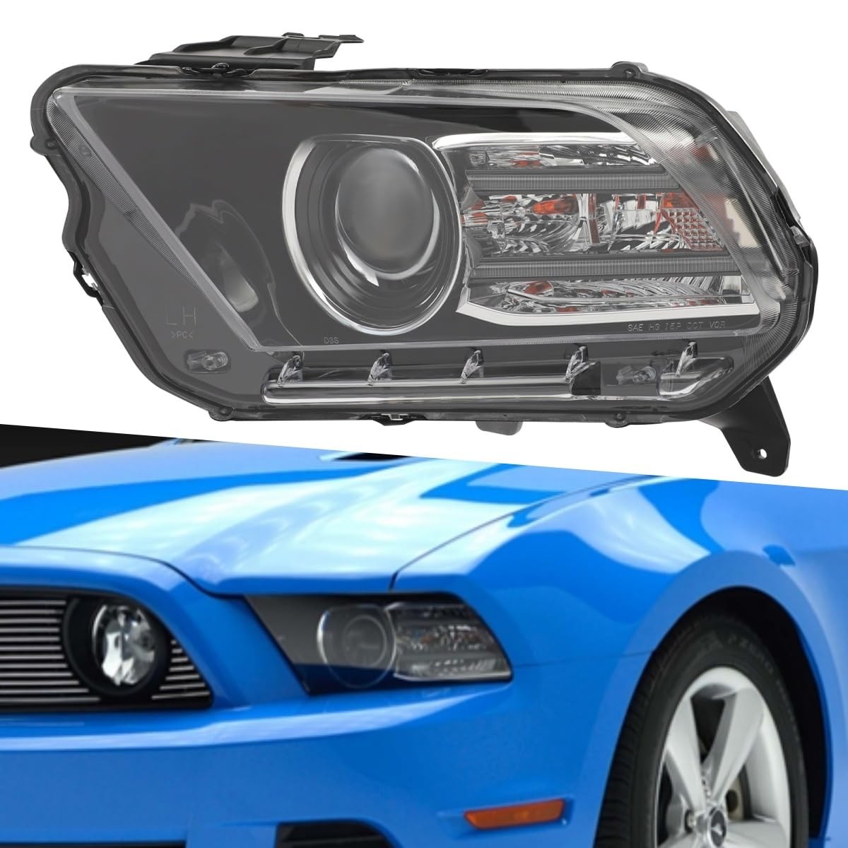 Front Headlight Assembly for Ford Mustang 2013-2014 HID Passenger DR3Z13008C