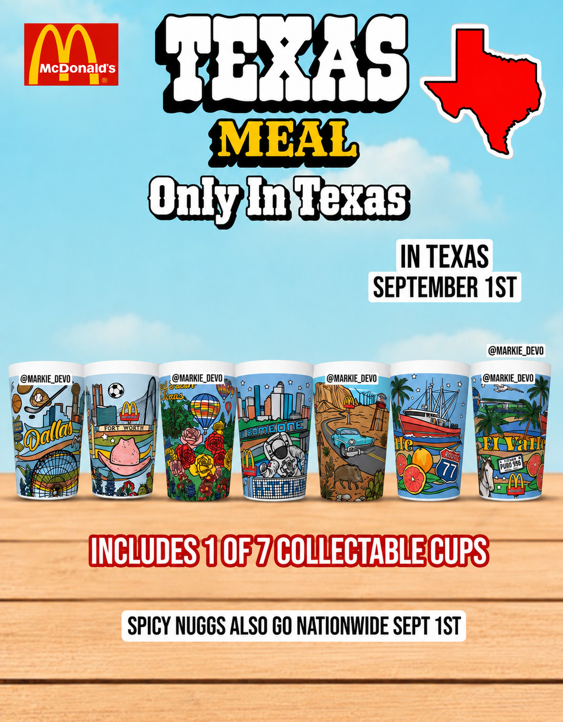 2026 McDonald's Texas Meal Cups Single or Sets