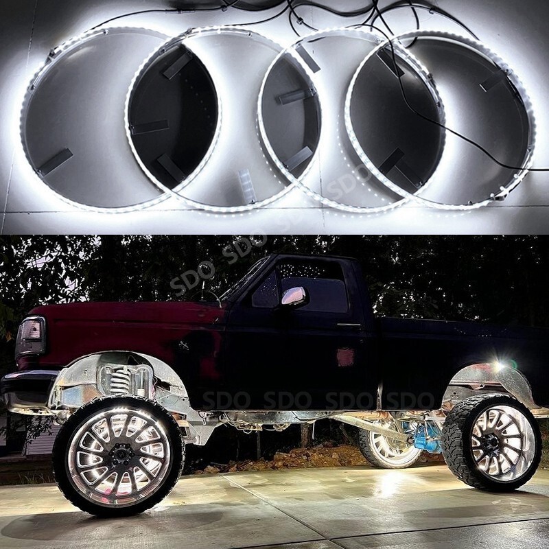 17.5\'\' Solid Color LED Wheel Lights For Truck Rim Lights White Strobing w/Switch