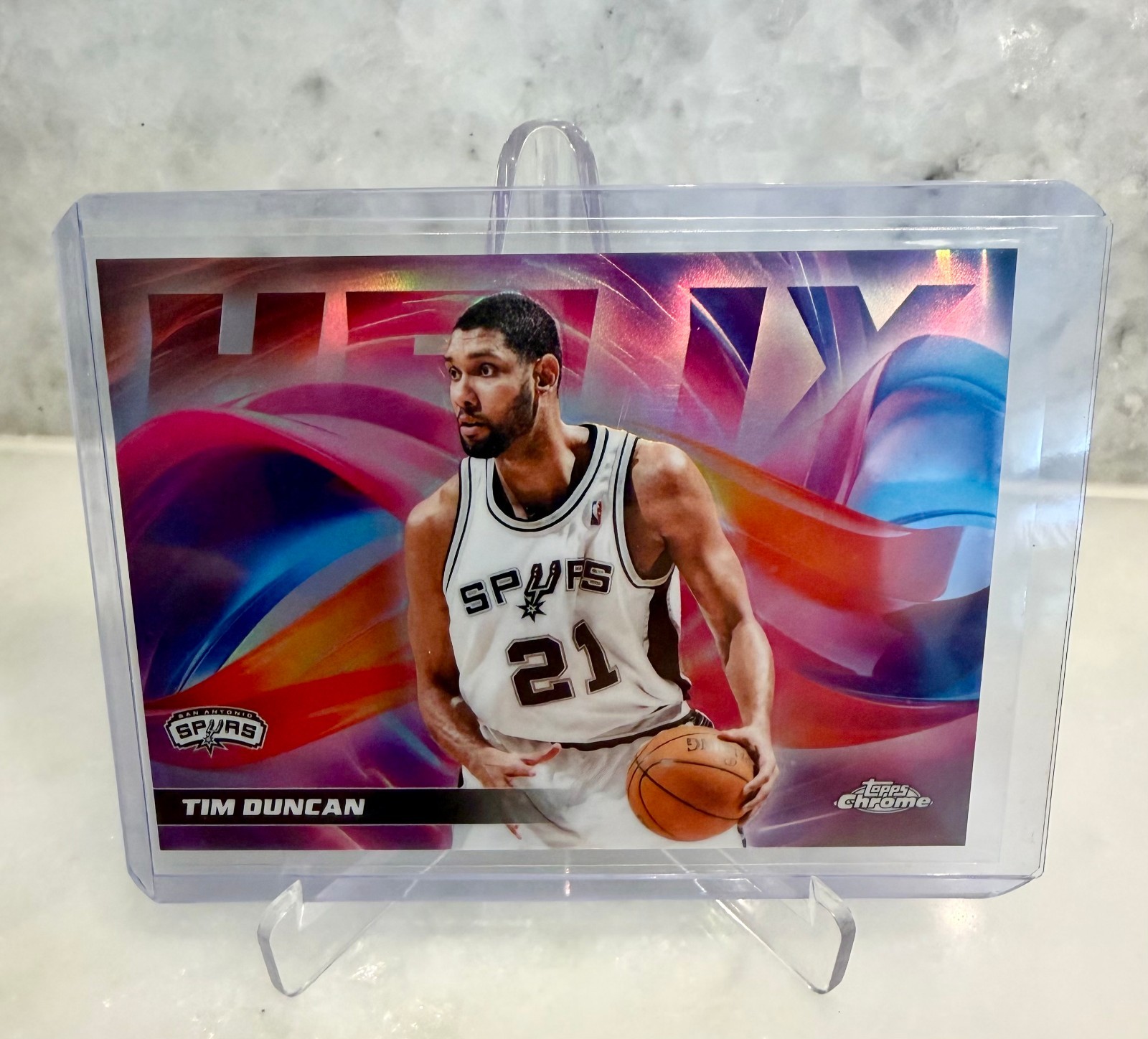 2025-26 Topps Chome Update #H-12 TIM DUNCAN HELIX SSP CASE HIT SPURS 