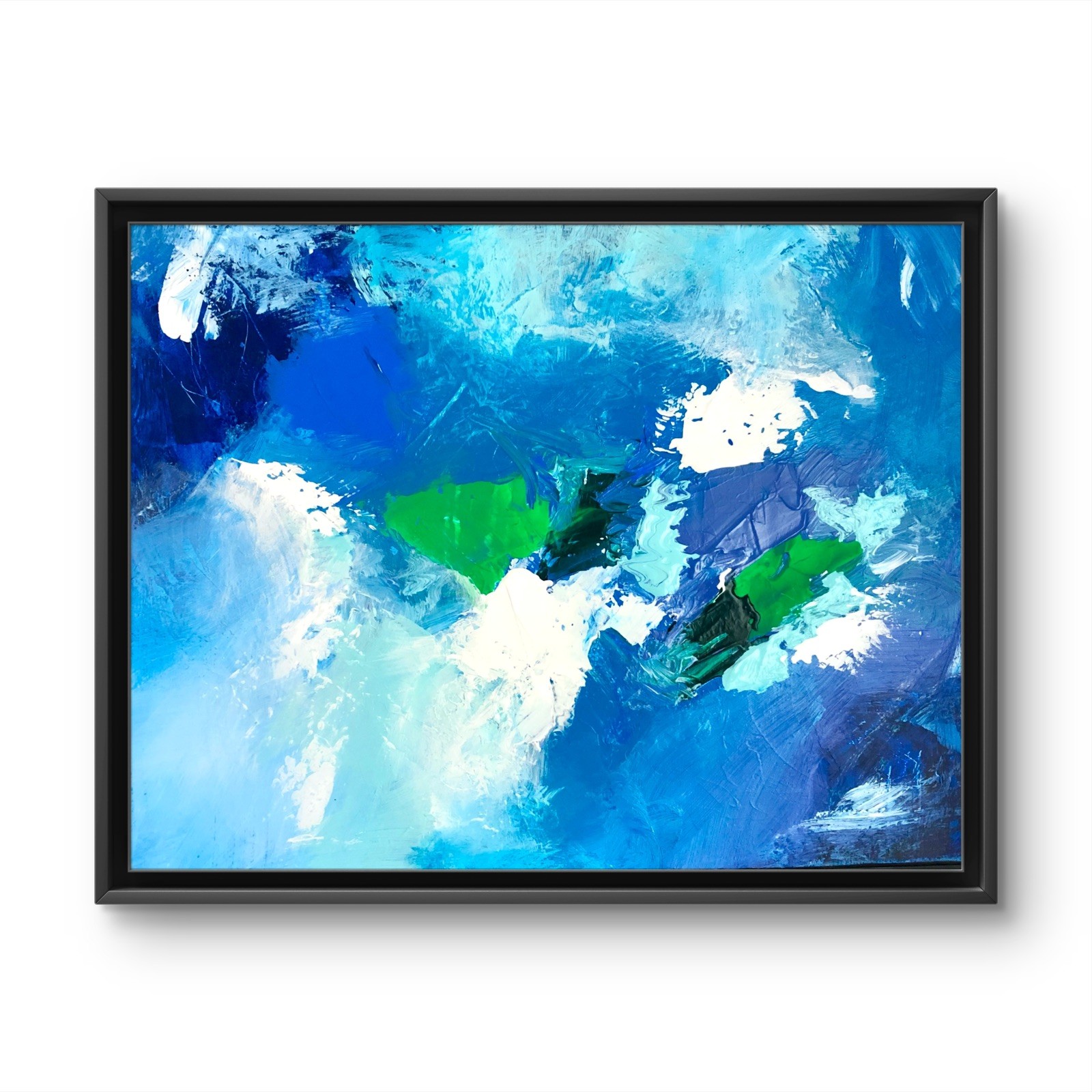 Abstract Ocean Painting Blue Coastal Wall Art, Textured Acrylic on Canvas