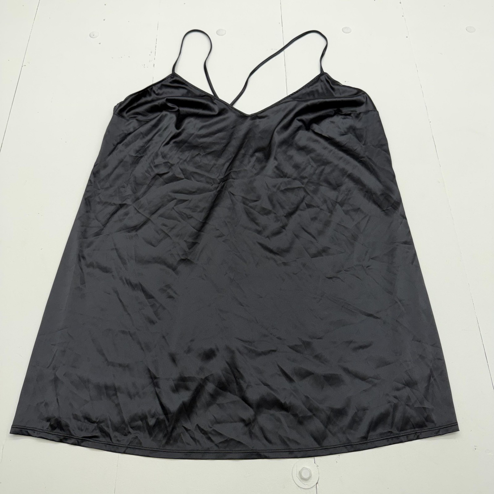 Torrid Full Slip Womens 1 Black Stretch Satin Fashion Lingerie Adjustable Straps