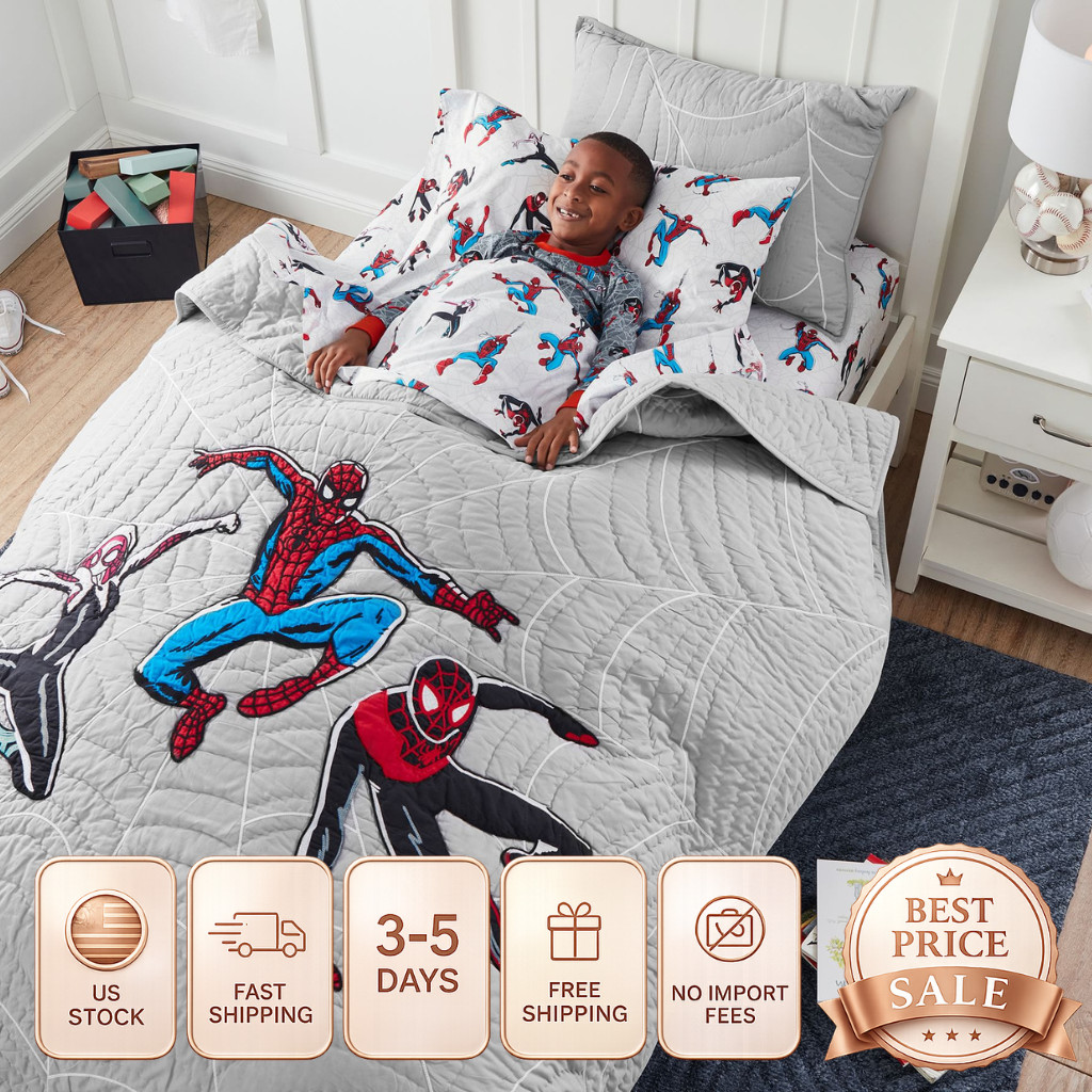 FLASH SALE✅Pottery Barn Kids Marvel Spider-Man Glow-in-the-Dark Cotton Sheet Set