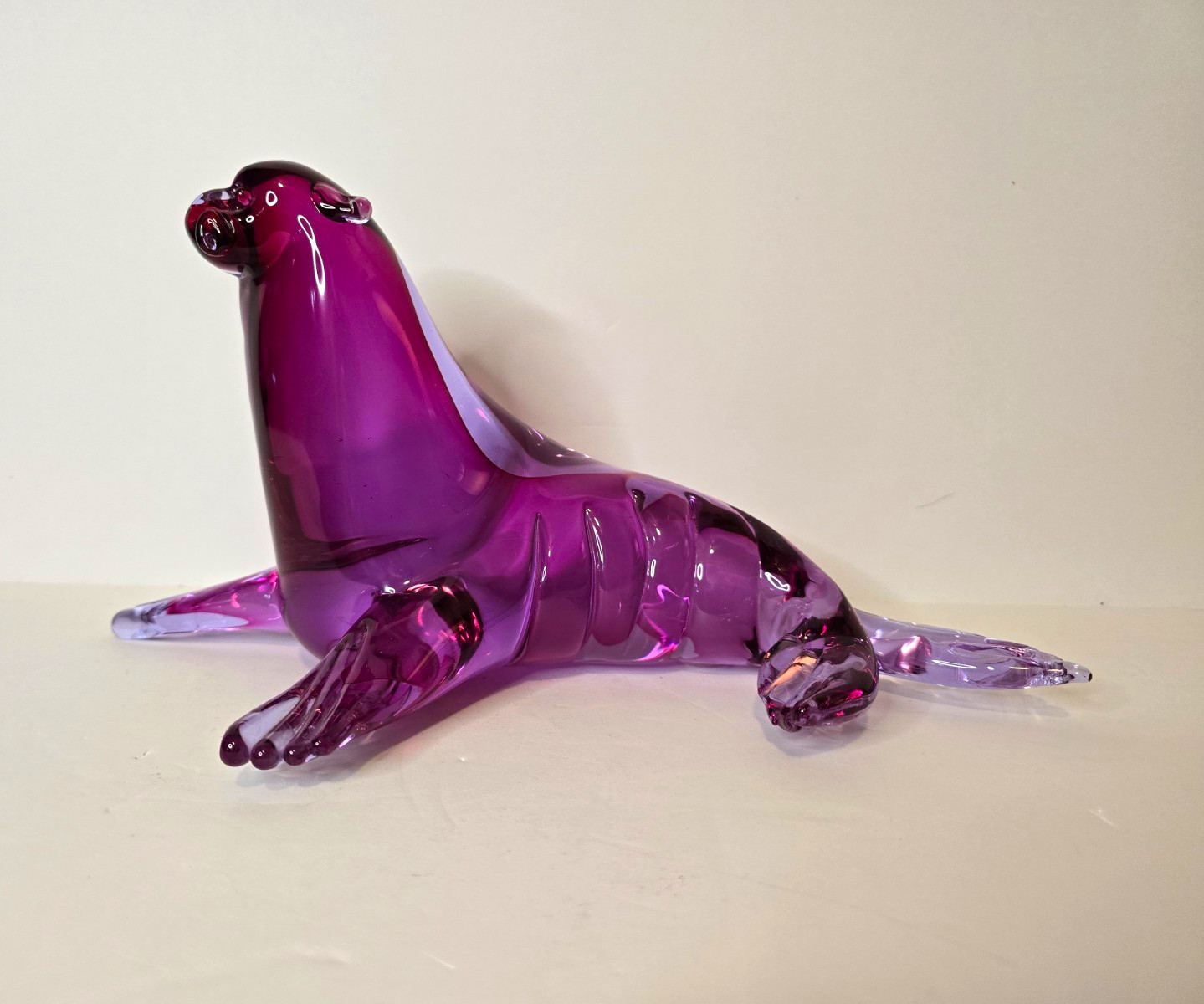 Vintage Murano Neodymium Glass Sea Lion Sculpture - 12
