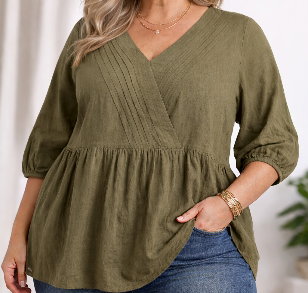 NWT 26 Olive Green Bloomchic Top 100% Cotton NWT 26 Olive Green Bloomchic Top 100% Cotton