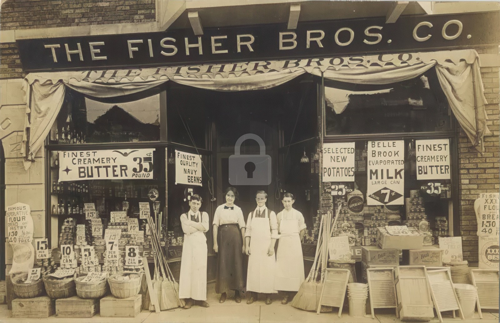 Cleveland OH Ohio Fisher Bros. Grocers c1908 RPPC Photo Postcard COPY Cleveland OH Ohio Fisher Bros. Grocers c1908 RPPC Photo Postcard COPY