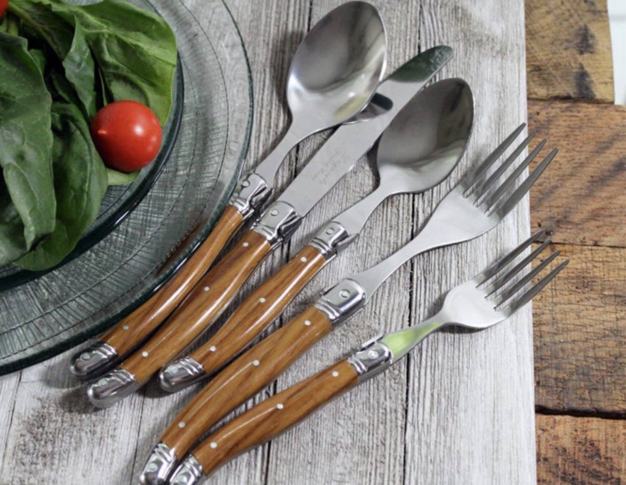 20-piece Laguiole Wood Grain Flatware Set by French Home 20-piece Laguiole Wood Grain Flatware Set by French Home