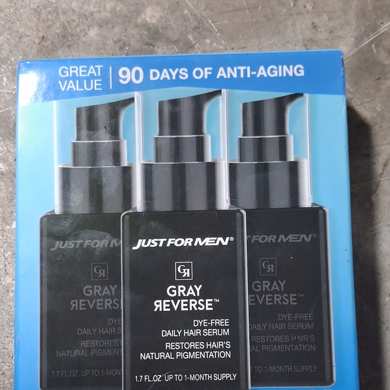 Just For Men Gray Reverse Daily Hair Serum, Dye-Free, 1.7 fl oz 3-Pack