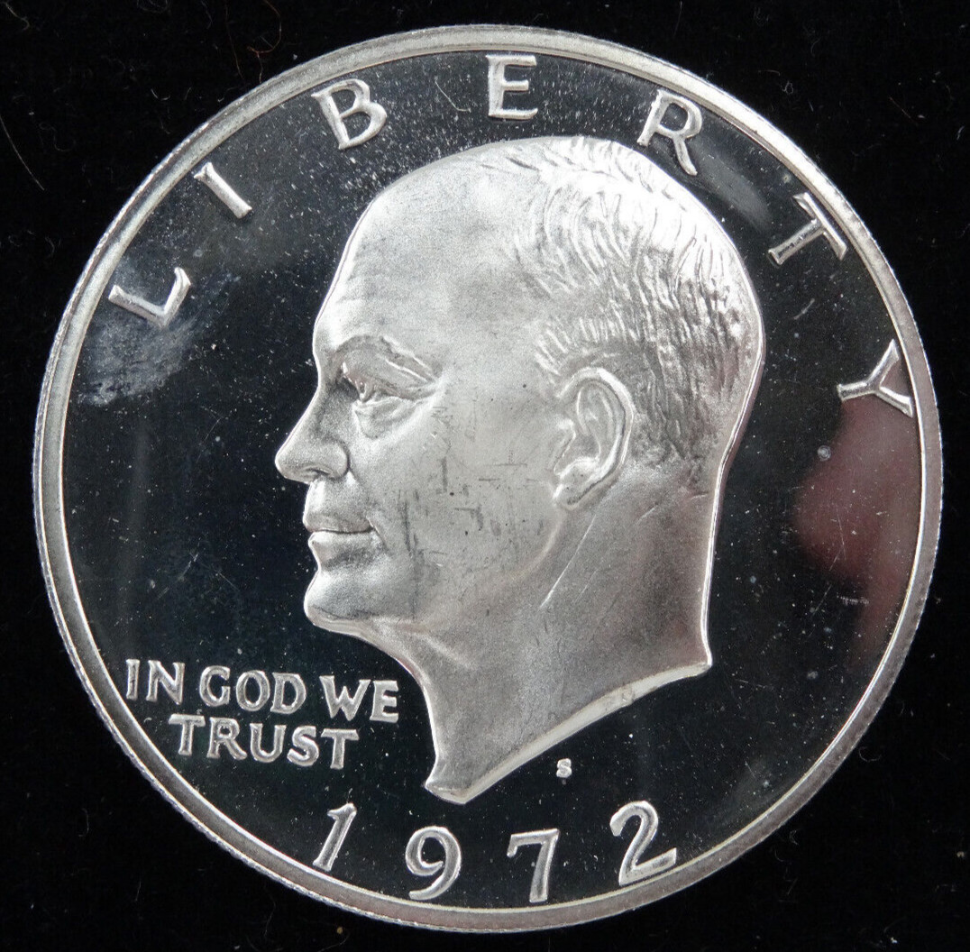 1972-S Eisenhower Silver Dollar Proof 40% Silver $1 US Mint Coin 1972-S Eisenhower Silver Dollar Proof 40% Silver $1 US Mint Coin