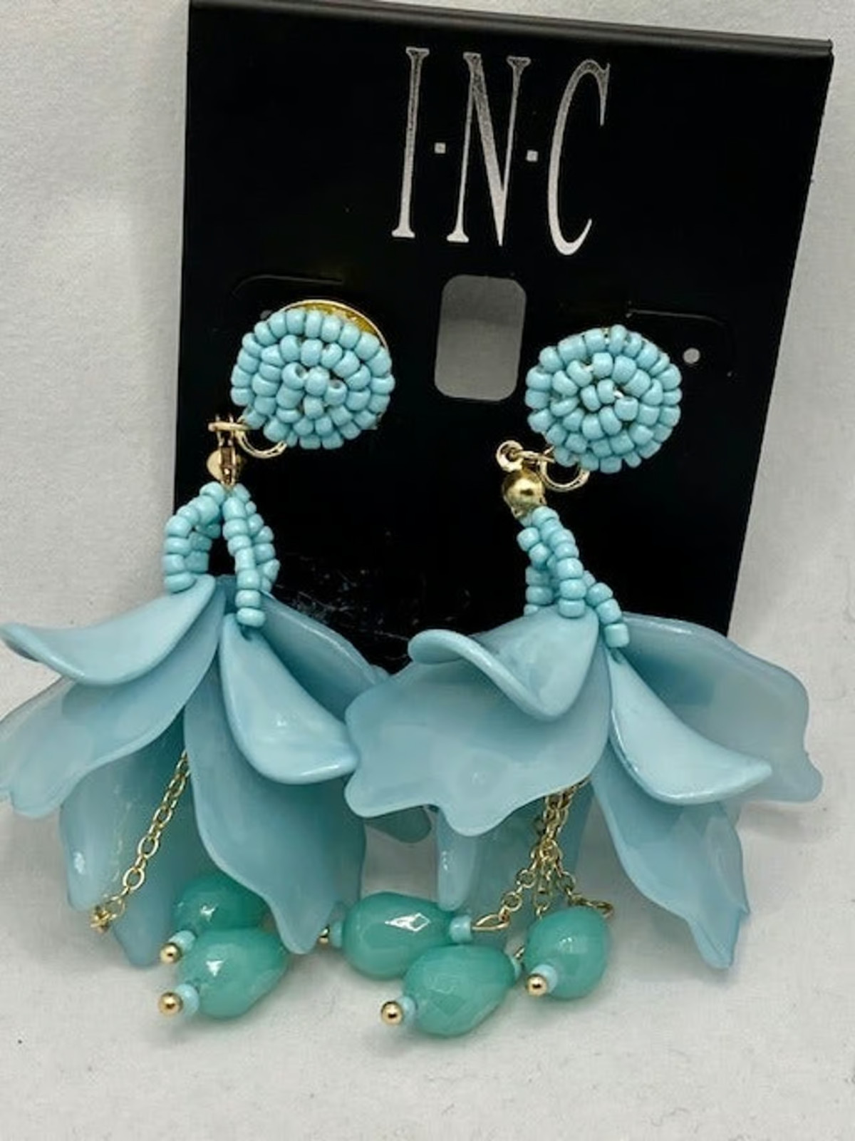Inc Gold-Tone Bead & Shaky Petal Drop Earrings TEAL New with card and tag Inc Gold-Tone Bead & Shaky Petal Drop Earrings TEAL New with card and tag