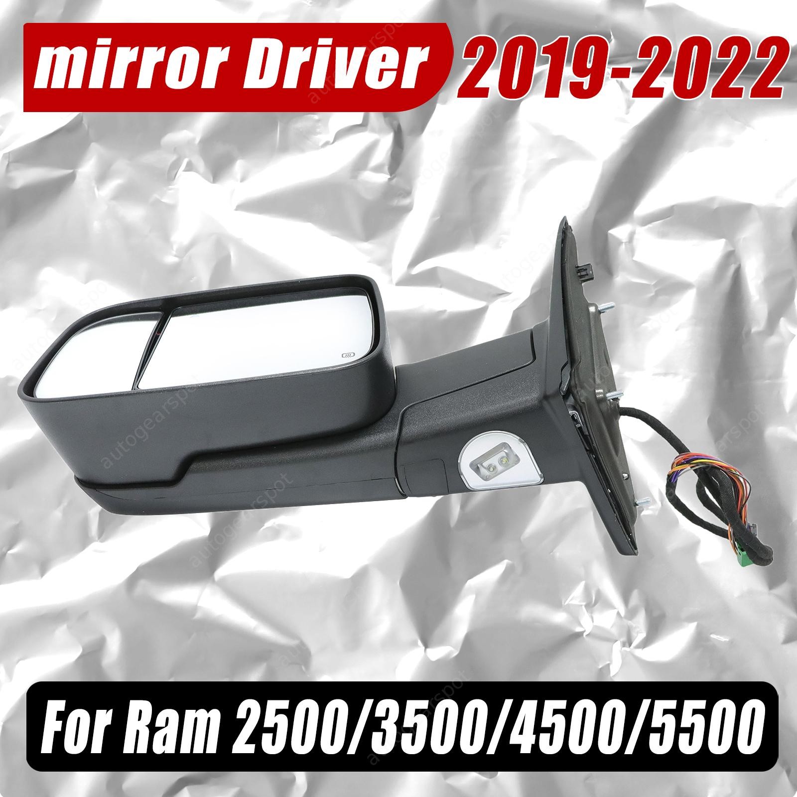 Fit 2019-22 Ram 2500 3500 Rotatable Heat Tow Mirror+Puddle Left Driver Side
