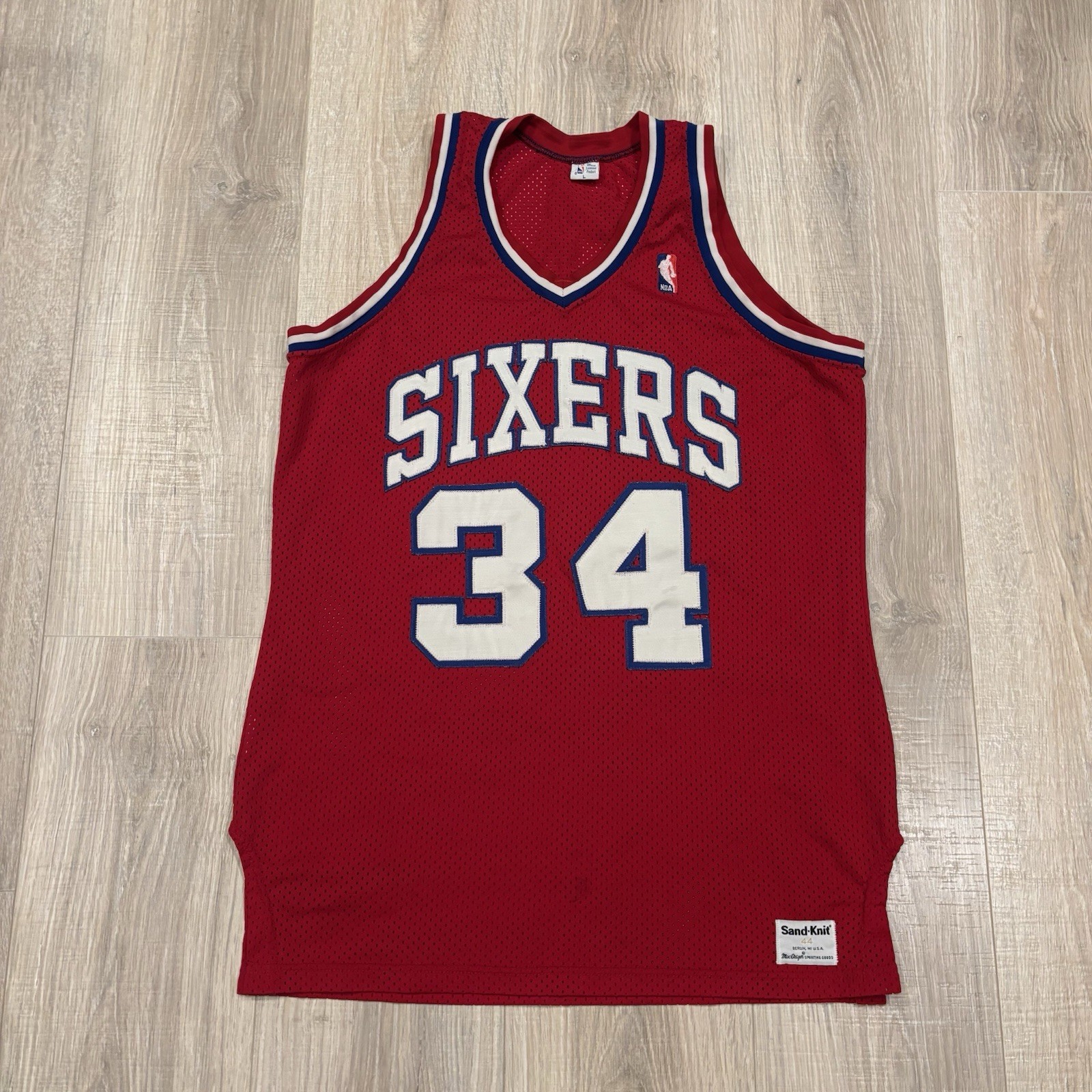 Vintage Sand Knit Authentic Philadelphia 76ers Charles Barkley Jersey Mens 44 Vintage Sand Knit Authentic Philadelphia 76ers Charles Barkley Jersey Mens 44