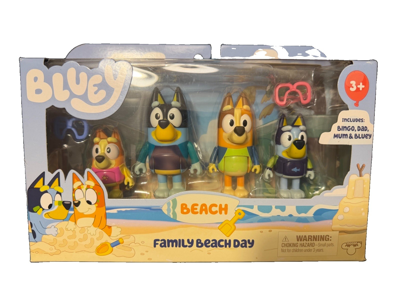 Bluey Family Beach Pack Figures NEW in Box Toy Set Bingo Bandit and Chilli
