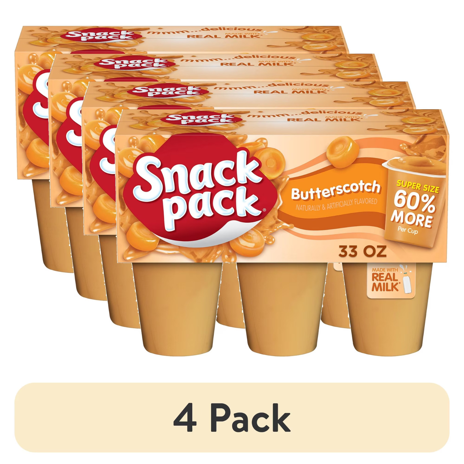 Snack Pack Super Size Butterscotch Pudding, 5.5 oz Pudding Cups,6 Count.........