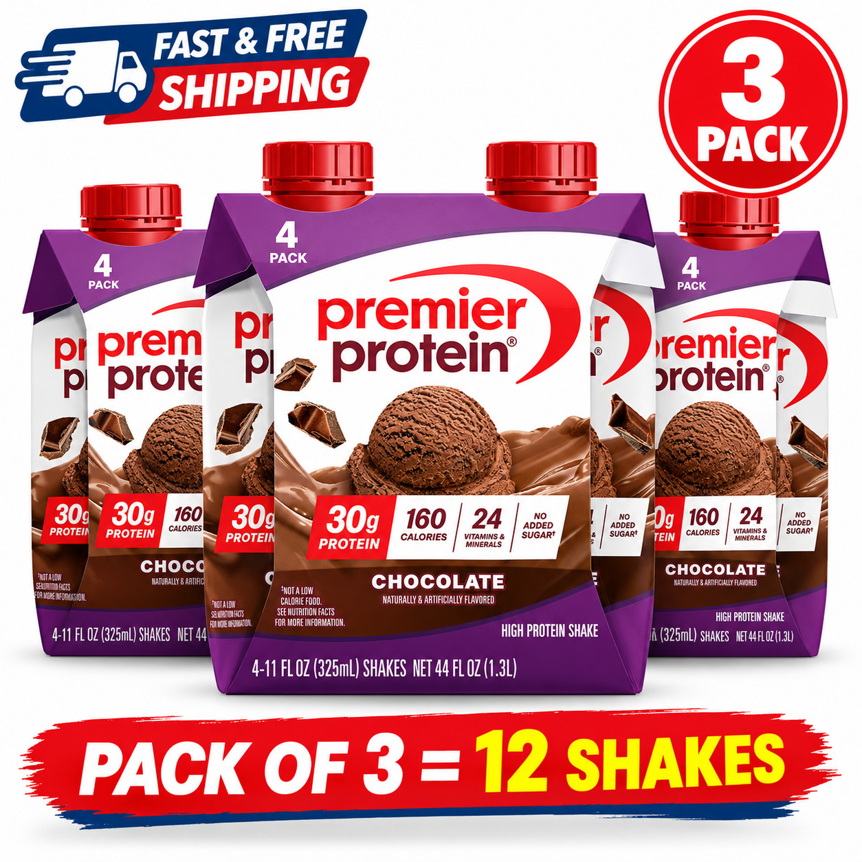 Premier Protein Shake, Chocolate, 30g Protein, 11 Fl Oz, 12 Ct ..