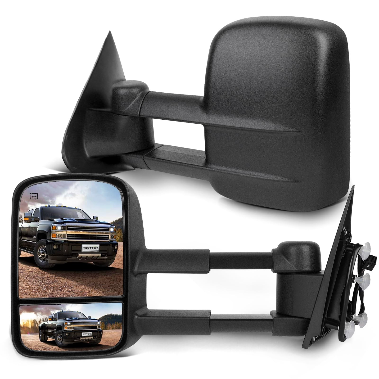 Towing Mirrors for Chevy Silverado 14-16 GMC Sierra HD 15-17 Power Heated Pair