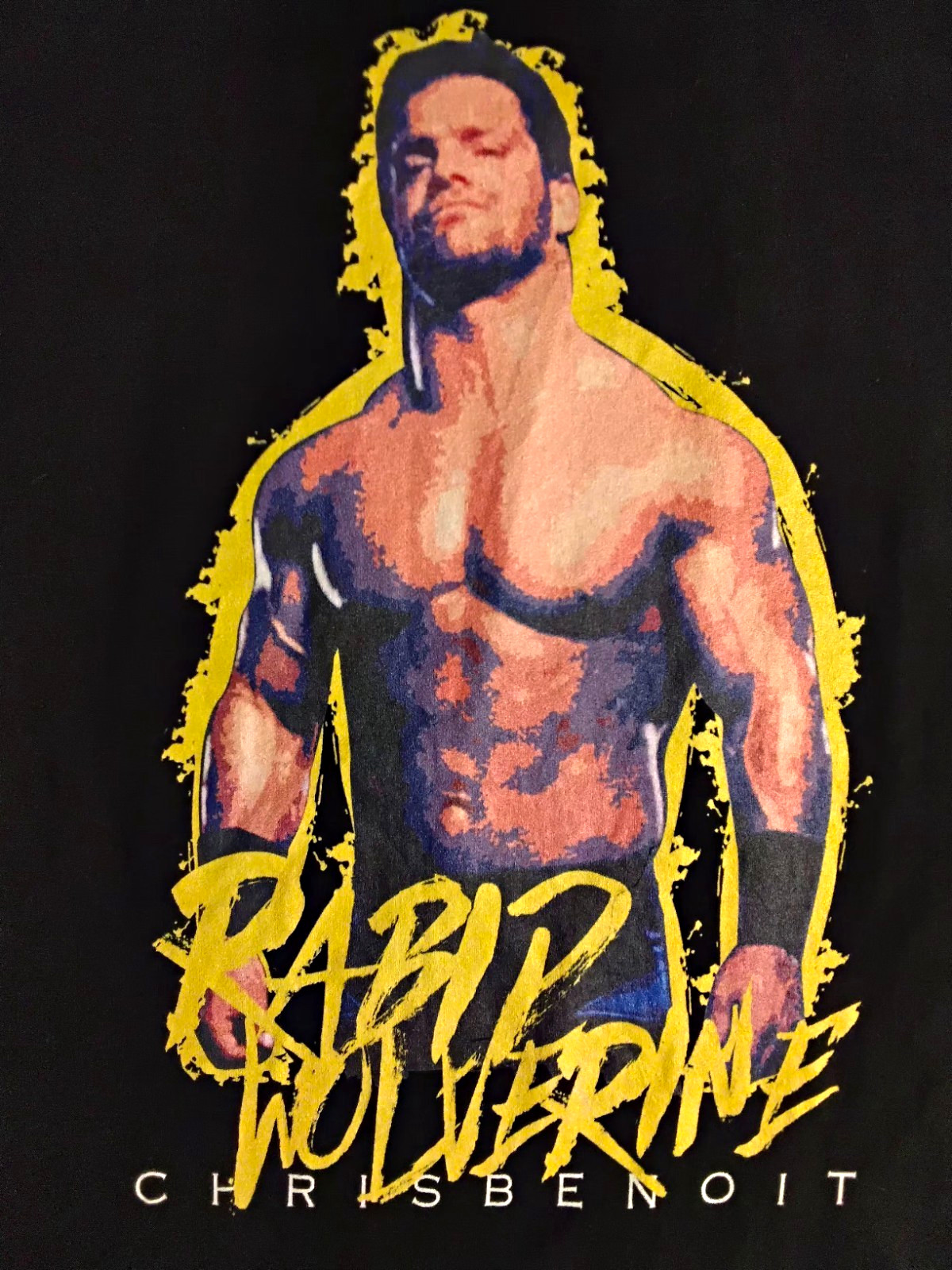  RARE HARD TO FIND CHRIS BENOIT RABID WOLVERINE SHIRT XL 👇👀👇