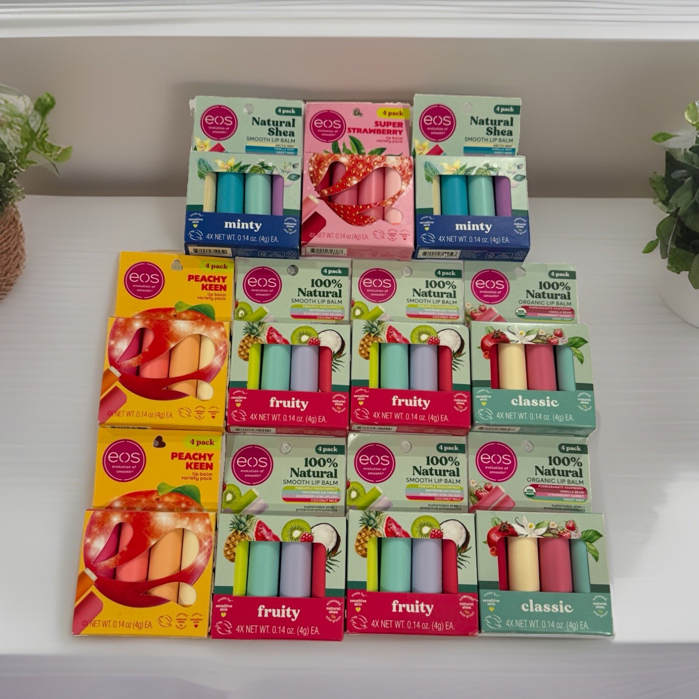 EOS Lip Balms HUGE NEW LOT Fruity, Classic, Minty, Peachy Tropical 48 Count- NIB