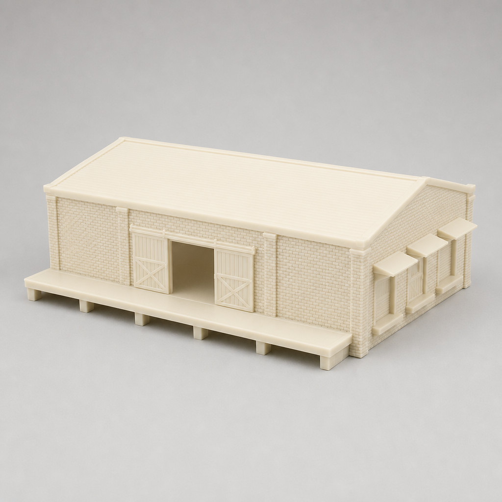 3D Printed N Scale 1:160 Freight Warehouse Loading Dock Resin Ivory Unpainted