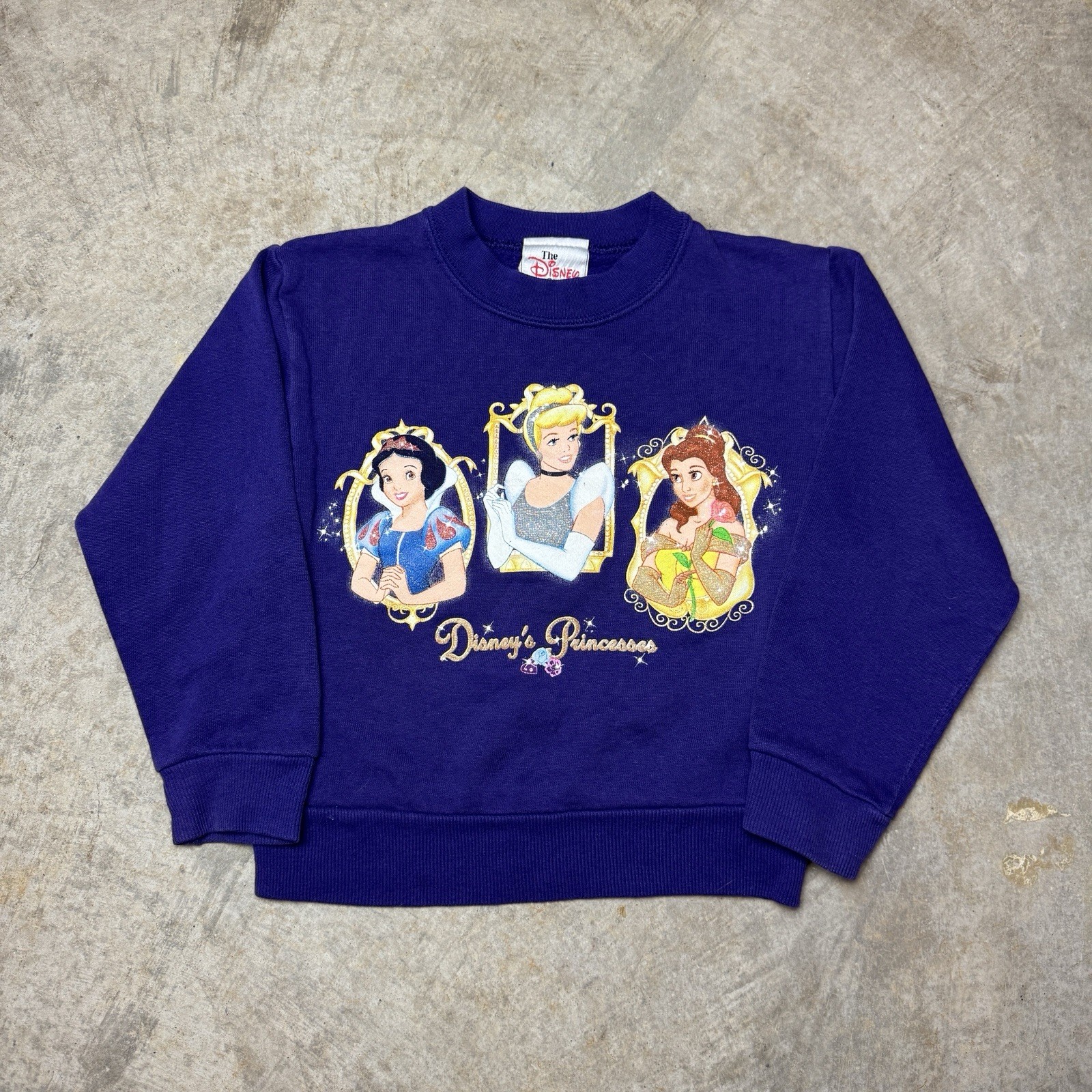 Vintage Y2K Disney Princess Purple Glitter Sweatshirt 4T USA Made