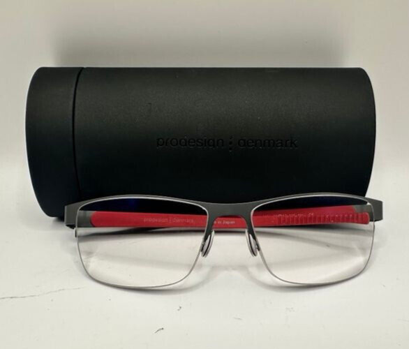 Prodesign Denmark Eyeglasses Frames 6146 c6621 AH Red Grey 56-17-135 w Case