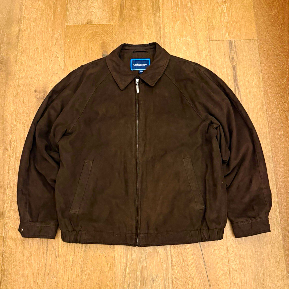 Croft & Barrow Men\'s Brown Lined Bomber Jacket Full Zip Pockets Relaxed Fit L Croft & Barrow Men\'s Brown Lined Bomber Jacket Full Zip Pockets Relaxed Fit L