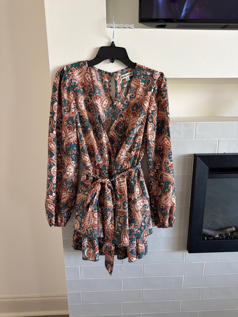 Inspired Hearts Paisley Print Long Sleeve Dress