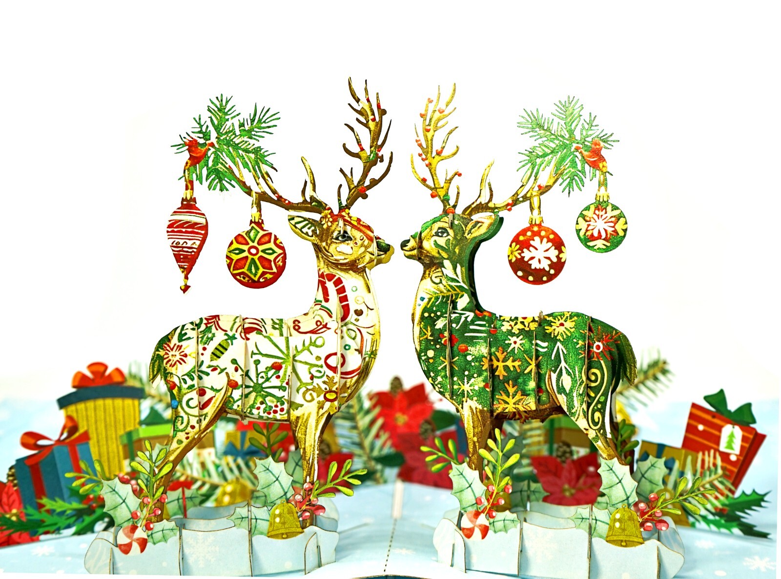 Deer Pop Up Christmas Card ,  Deer 3D Popup Greeting Cards,